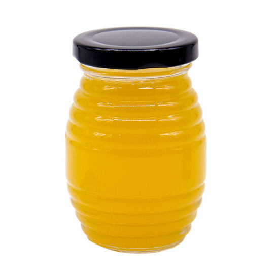 Best-Price-Honeycomb-Shape-Glass-Jars-Honey-Glass-Jars-with-Black-Lids